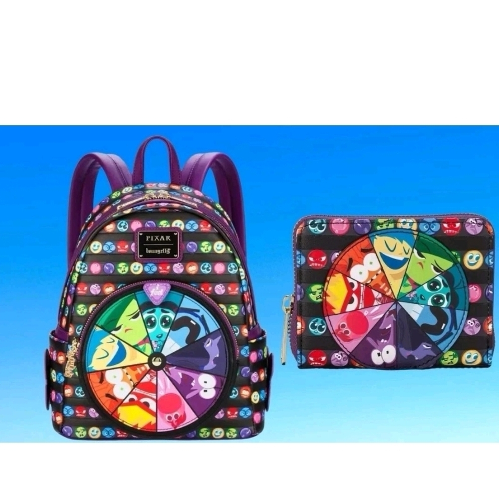 NWT Loungefly Pixar Inside Out 2 Emotions Backpack and Matching Wallet